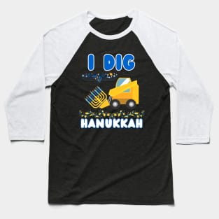 Kids I Dig Hanukkah Excavator Construction Toddler Hanukkah Boys Baseball T-Shirt